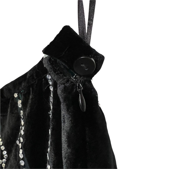 Carole Little Women's A-Line Full Skirt Black Velvet With Silver Sequins Size 16 - Picture 8 of 9